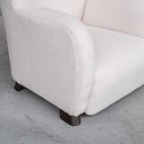 Pair of white boucle danish mid-century armchairs