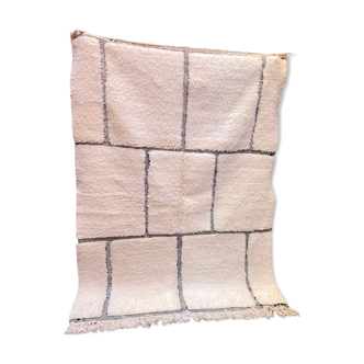Tapis beni ouarain blanc sur fond noir 150x200cm