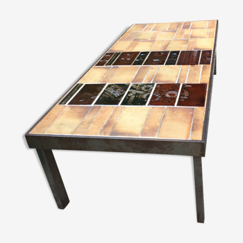 Roger Capron ceramic coffee table and steel base
