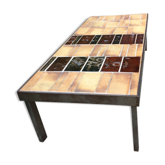Roger Capron ceramic coffee table and steel base