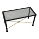 Vintage Coffee Table in Textured Black Wrought Iron and Glass with Gold Detail, 1970s