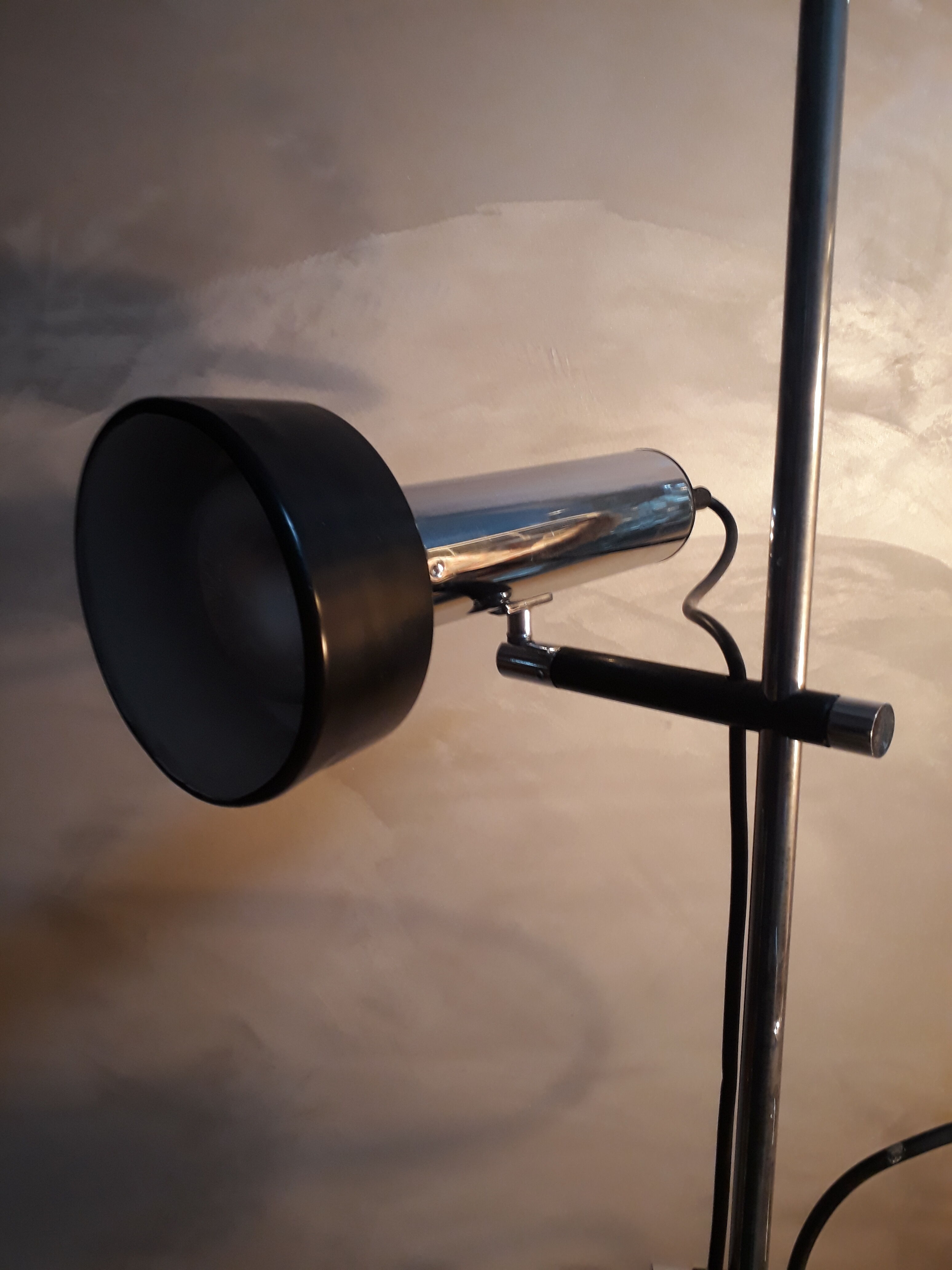 Floor lamp black and chrome 1970