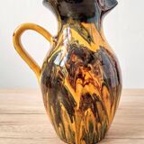 Large pitcher in very colorful flamed stoneware