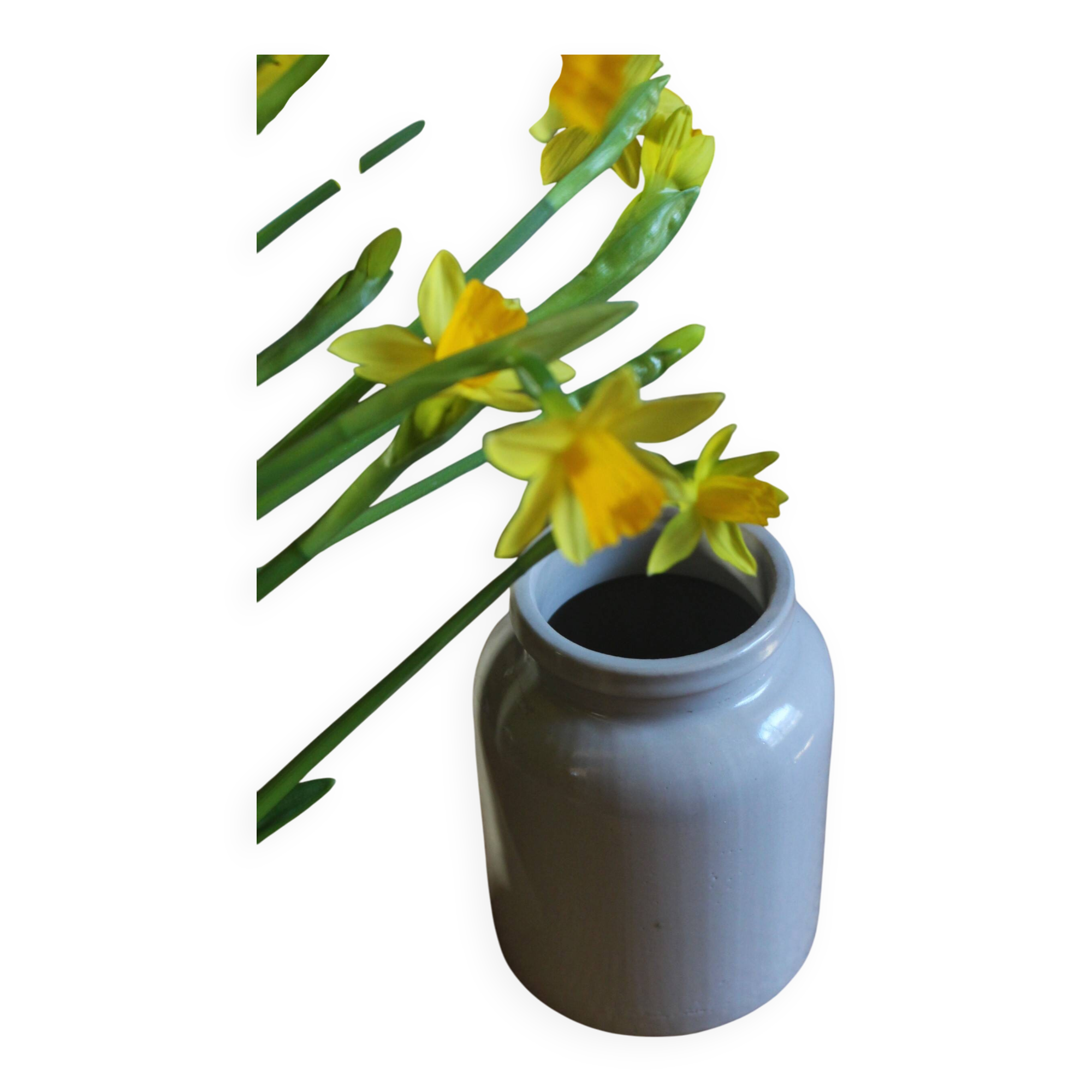 Vintage stoneware vase pot greige