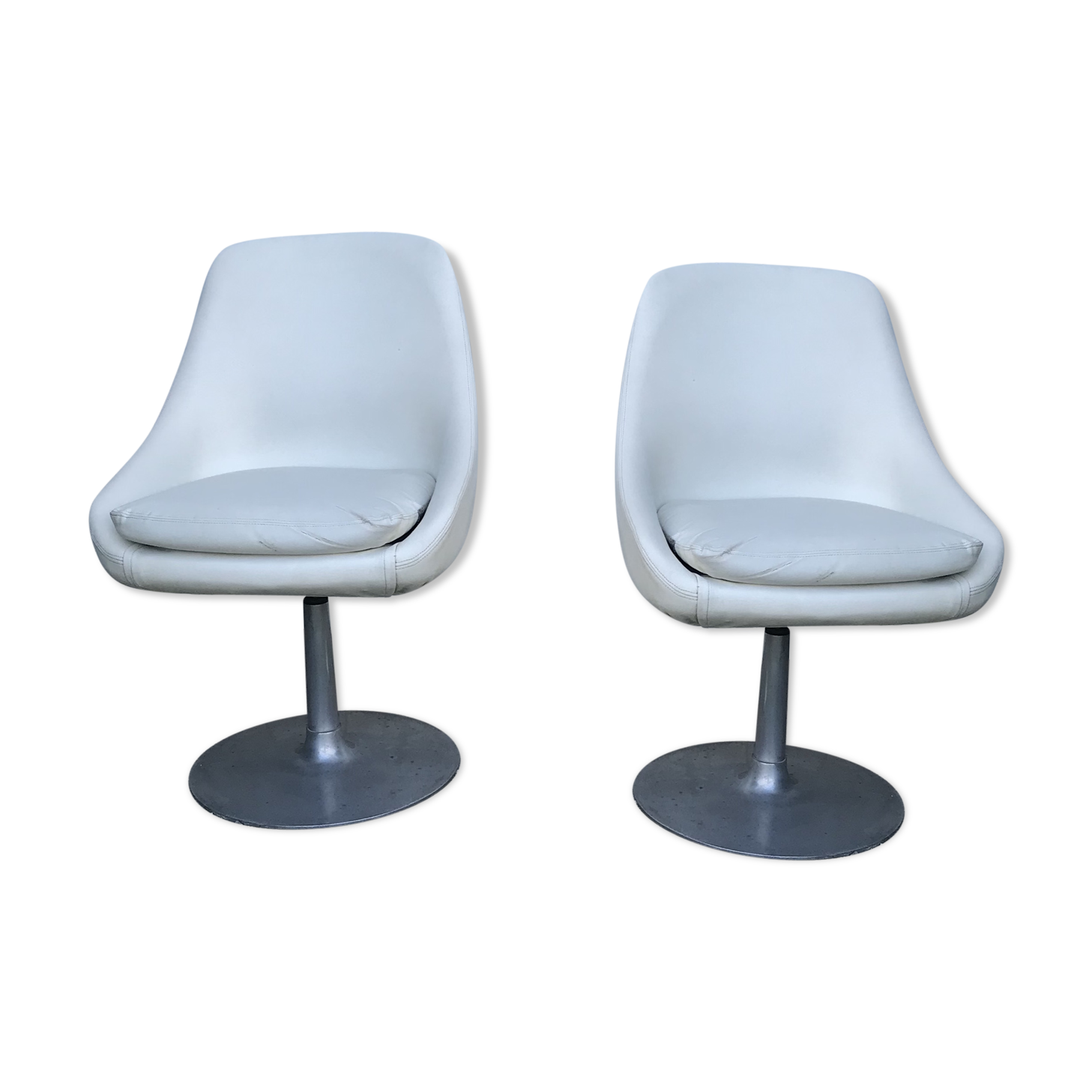 Pair of vintage armchairs with swivel tulip feet
