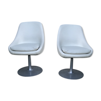 Pair of vintage armchairs with swivel tulip feet