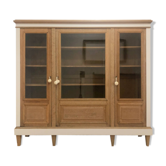 Vitrine / Bibliothèque vintage en chêne massif