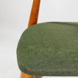 Scandinavian design dining room chairs in green velvet, set of 4