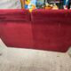 Old Art Deco Sofa in Bordeaux Red Velvet & Wood Decor