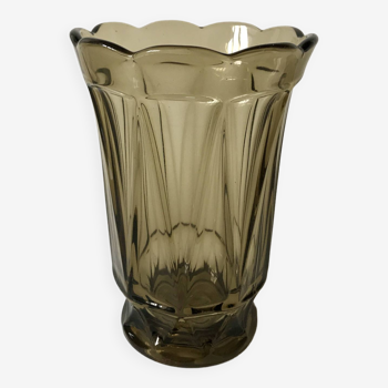 Grand vase en verre fumé années 70