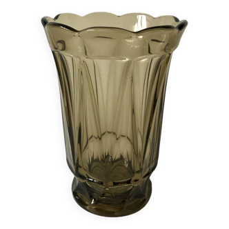 Grand vase en verre fumé années 70