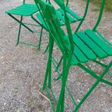 Set of 4 folding garden chairs 1900 in iron and wood