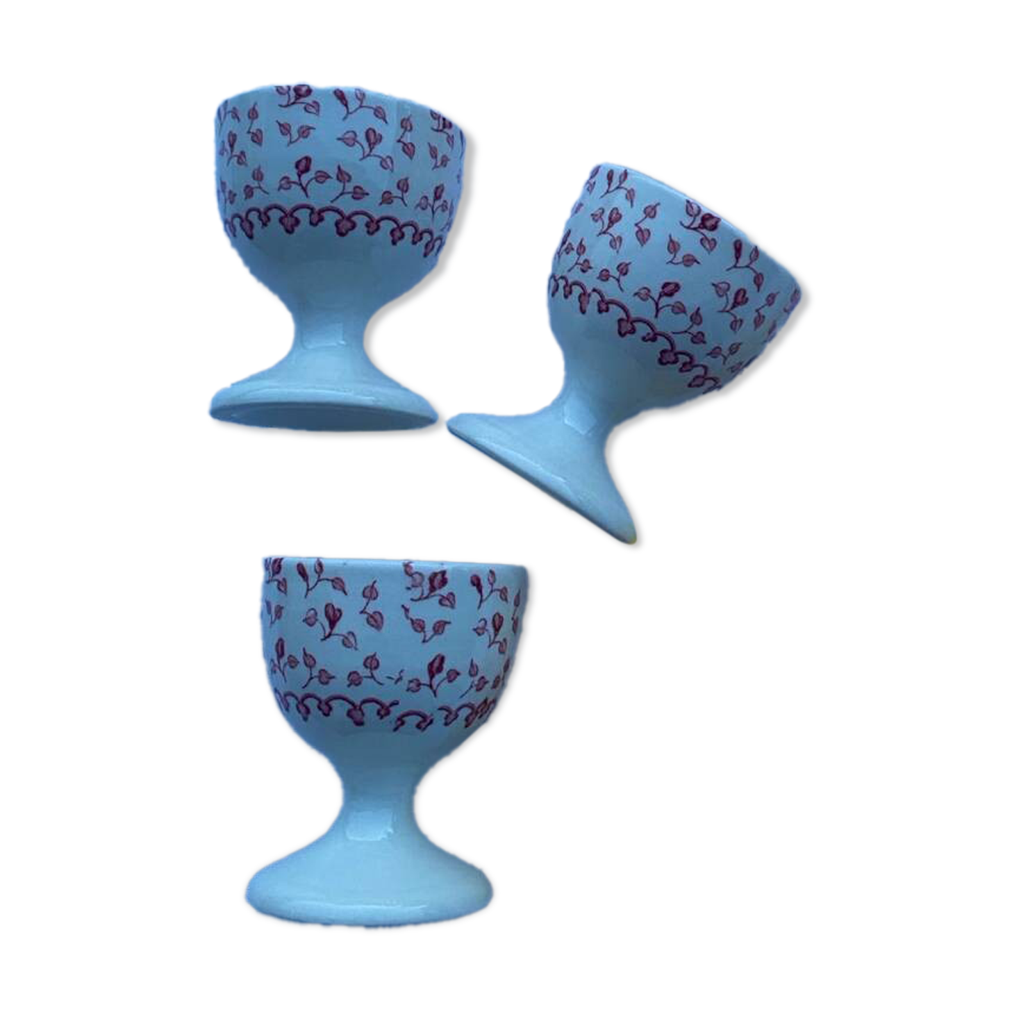 Lot de 3 coquetiers  anglais en faïence
