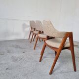 4 teak Compass chairs by Kai Kristiansen for SVA Møbler, 1960s