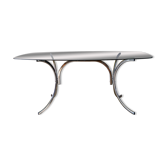 Coffee table in smoked glass and chrome legs, Design, 1970