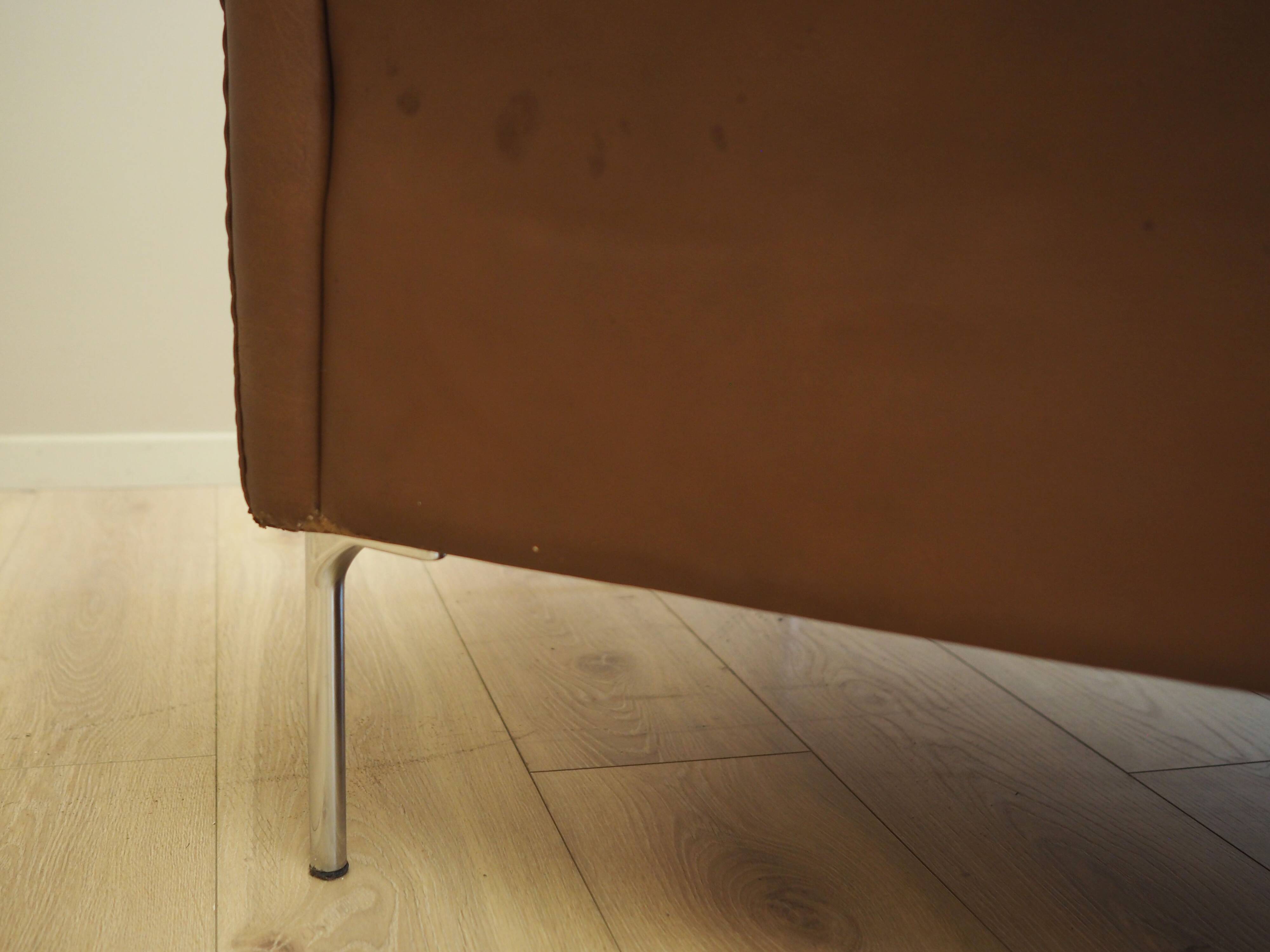 Brown leather sofa, Danish design, 1960s, manufactured by AS Vejen Polstermøbe
