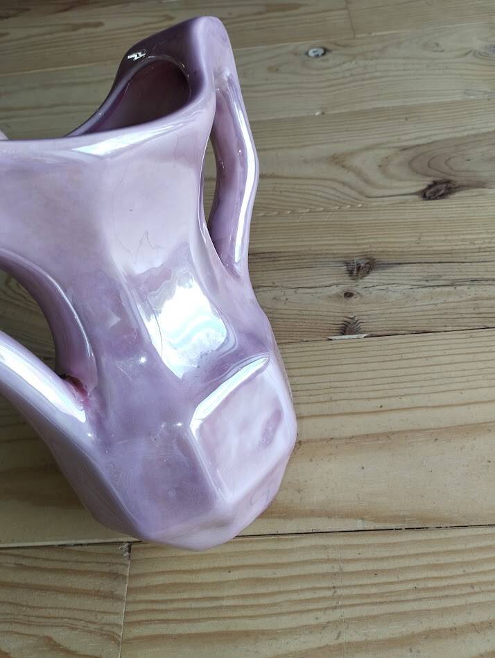 Vintage pearlescent vase, in the style of Vallauris, 1970s.
