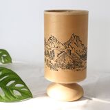 Lampe en grès et bois, années fin 70/début 80