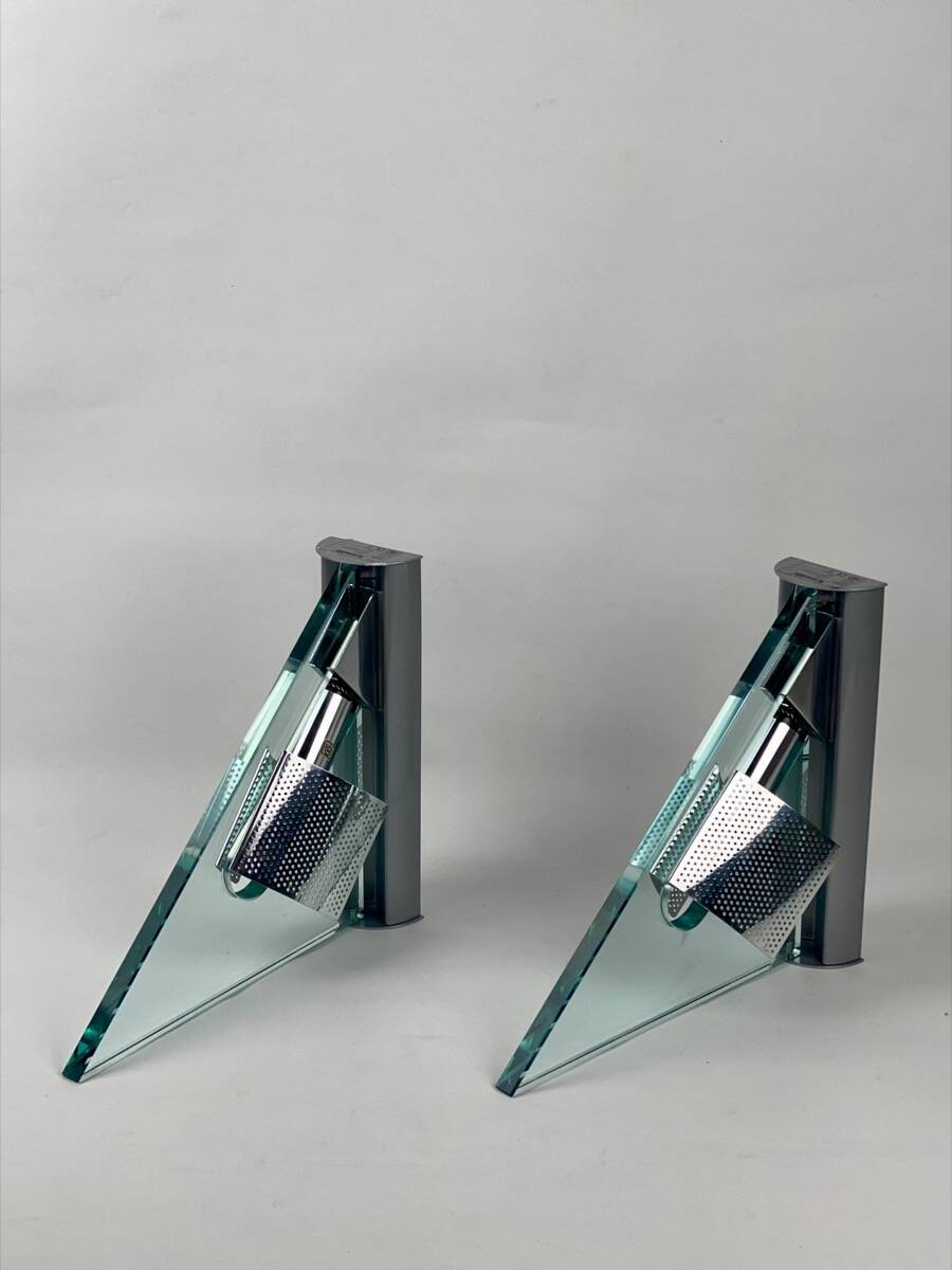Pair of vintage Icaro wall lights by Carlo Forcolini for Artemide in glass and metal, 1986