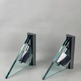 Pair of vintage Icaro wall lights by Carlo Forcolini for Artemide in glass and metal, 1986