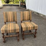 Paire de chaises anciennes style Louis XIII à pieds torsadés