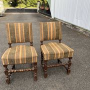 Pair of antique Louis XIII style chairs with twisted legs