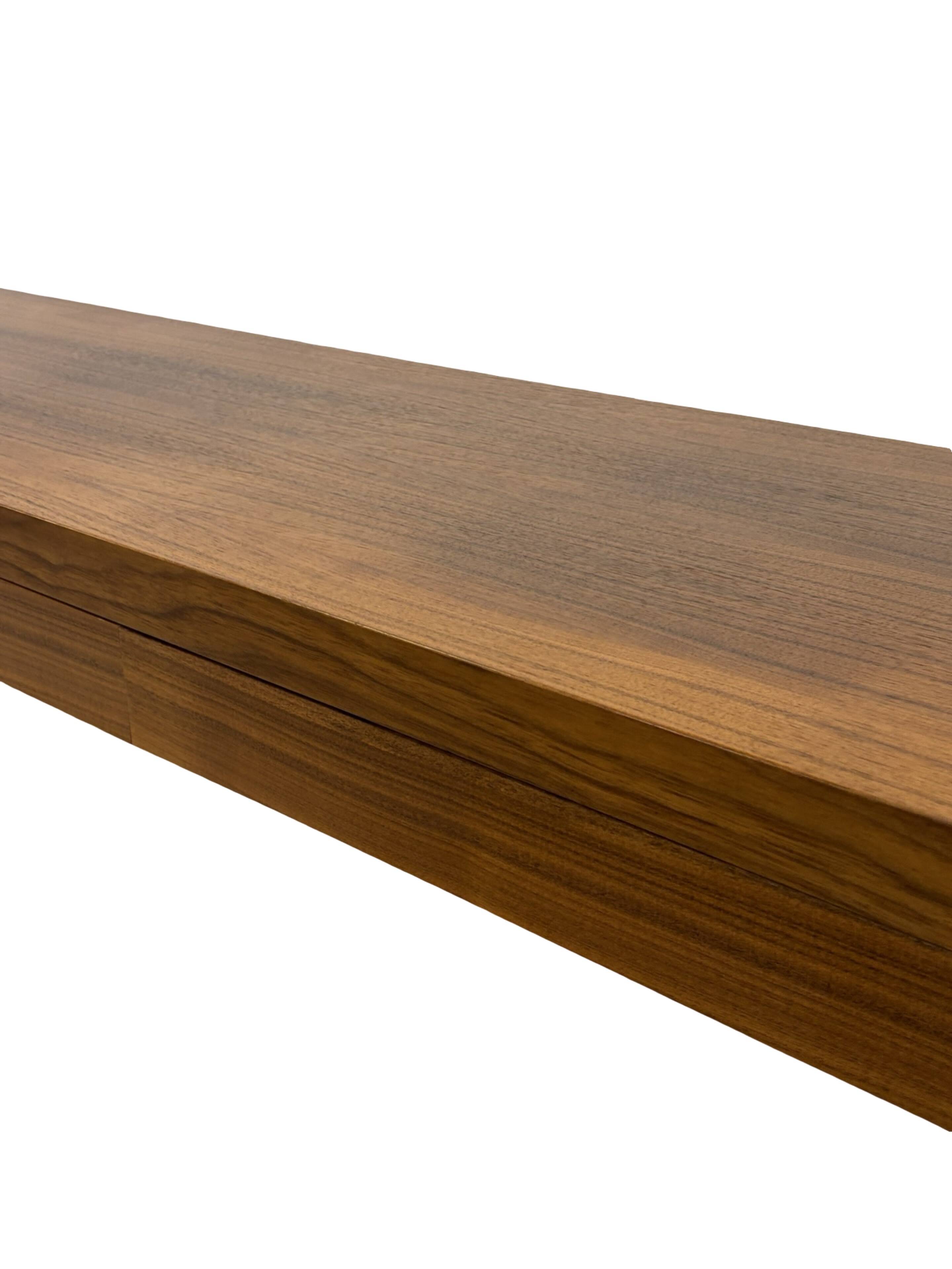 Vintage low sideboard with drawers 70's walnut veneer design