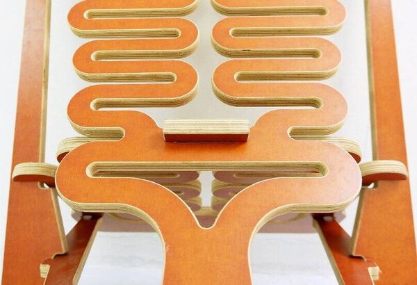 Gregg Fleishman Prototype European cutout plywood ''Lumbarest'' or Puzzle chair, from the 1970s
