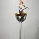 1950s Chrome and Floral Glass Chandelier by Elektroinstala Děčín