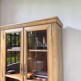 Glass cabinet or display case in pine 1950