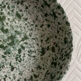 2 green speckled ramekins.
