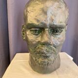 Bust of lenin in green bronze color terracotta large format