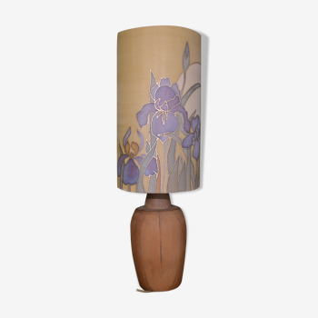 Handmade wooden lamp and silk lampshade