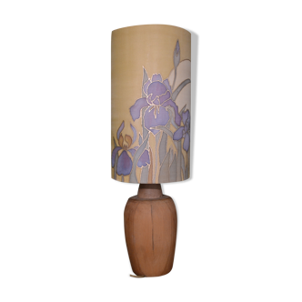 Handmade wooden lamp and silk lampshade