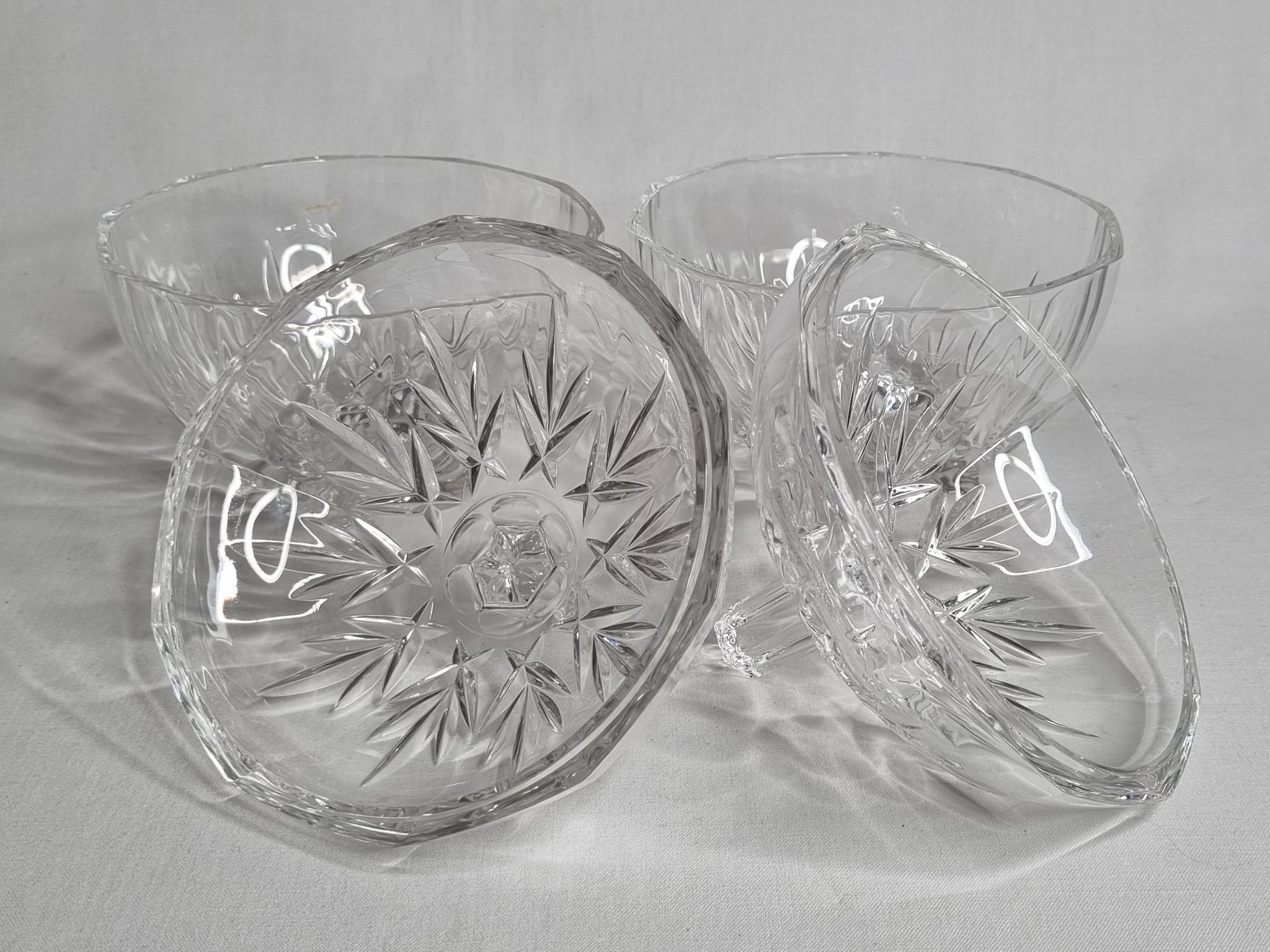 Pair of crystal candy boxes, Italy