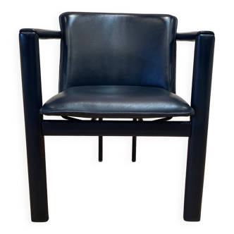 Fauteuil design cuir et métal "Leolux".