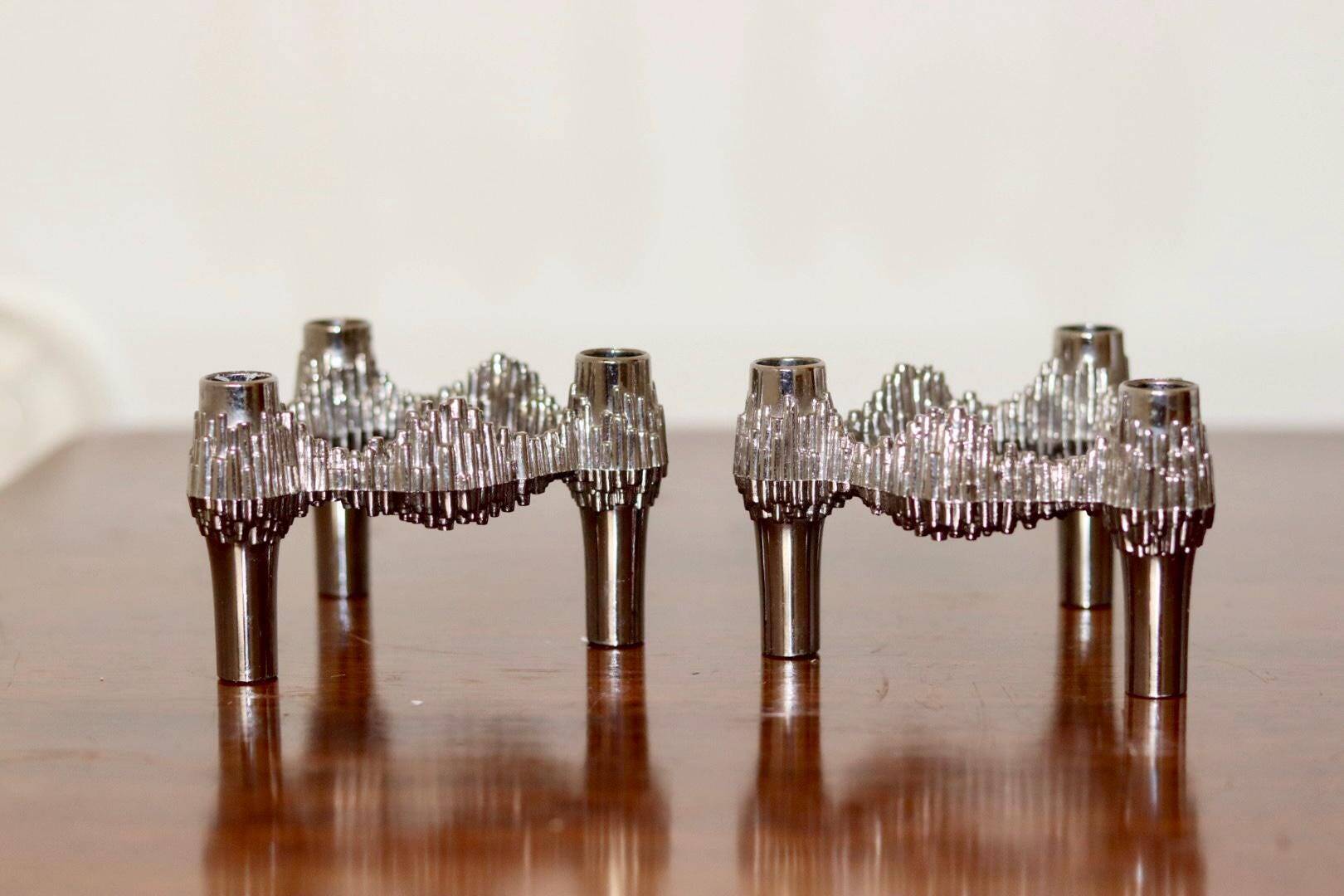 Pair of Vintage Brutalist Style Candle Holder by Stoff Nagel