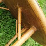 Rattan coffee table marquetry 1960