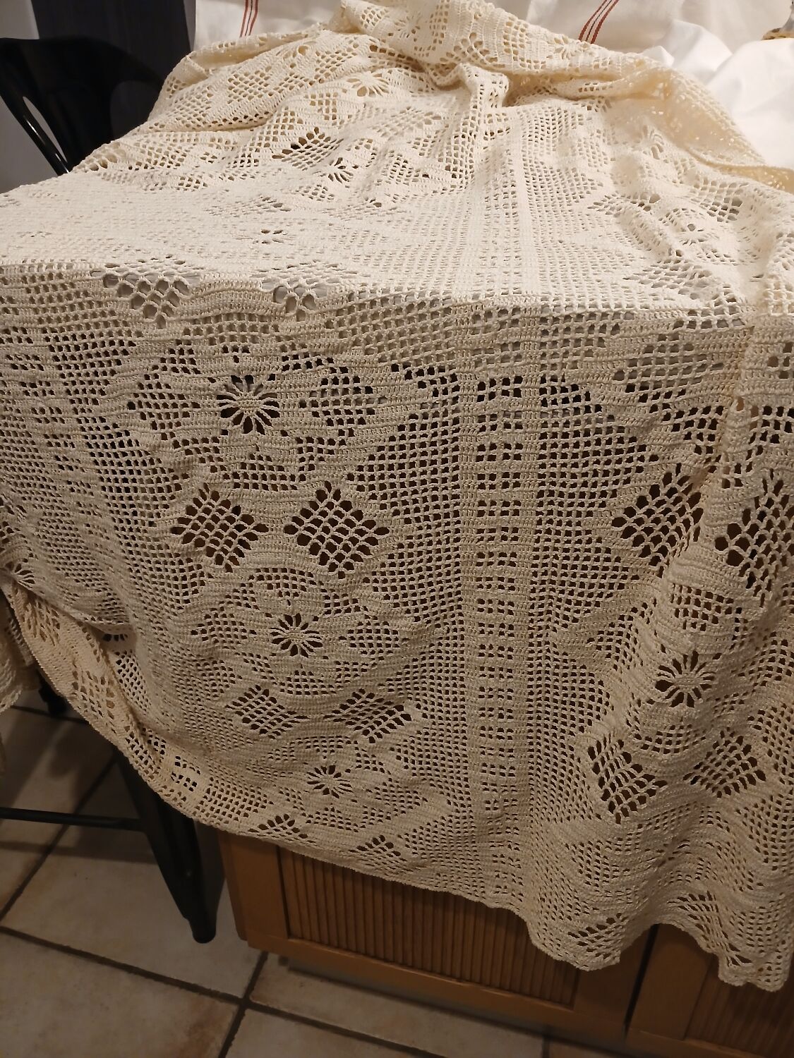 2 antique crocheted bedspreads