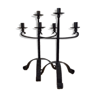 Pair of black candelabra