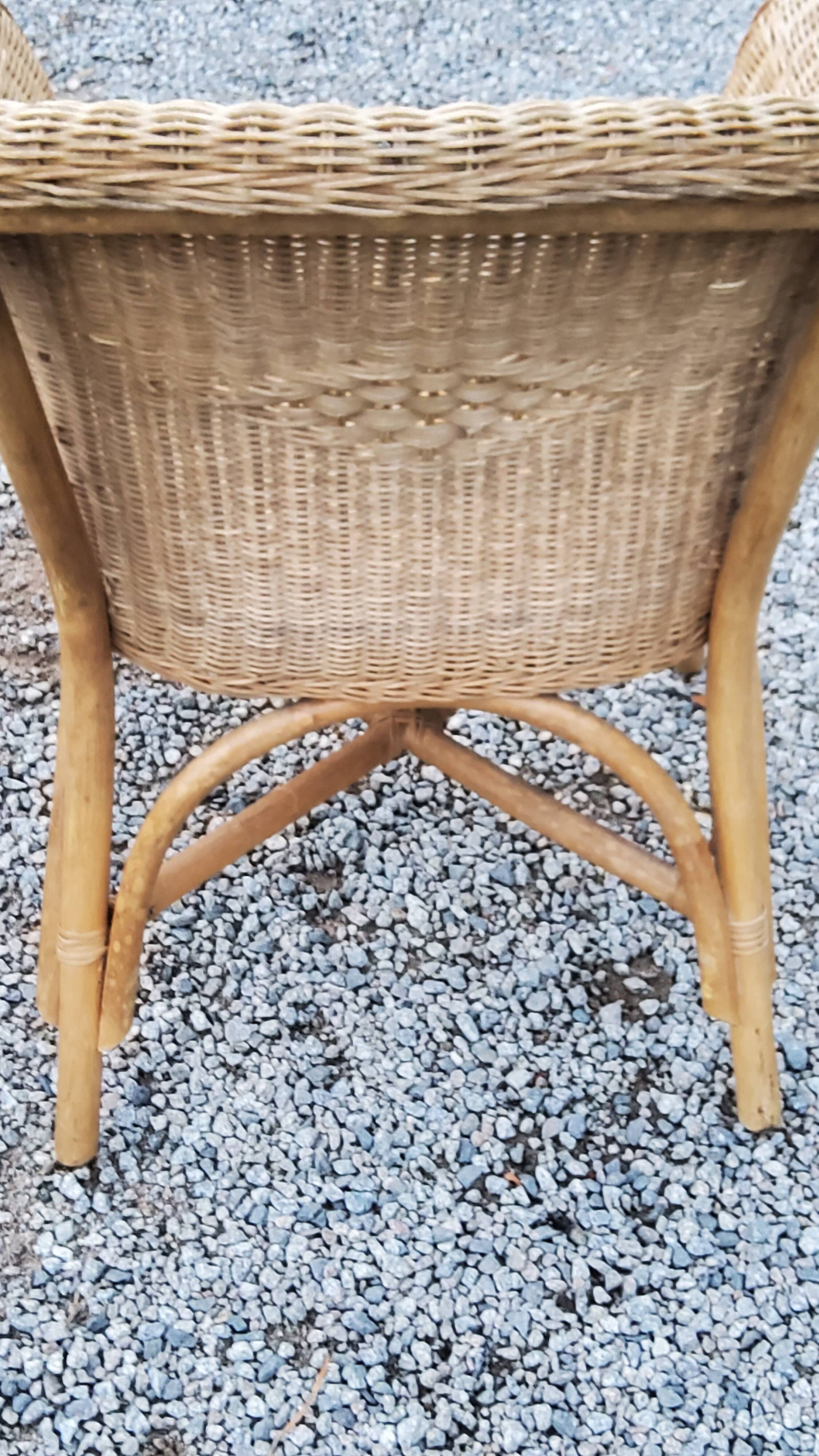 Pair of armchairs and bench in rattan and bamboo from the 60s/70s