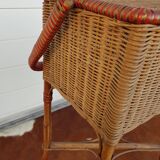 Old worker in wicker with red braiding 60s