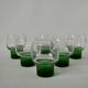 Set of 6 designer wine glasses with green feet from the 70s
