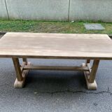 Renovated farmhouse dining table in raw solid wood 200cm 20th century