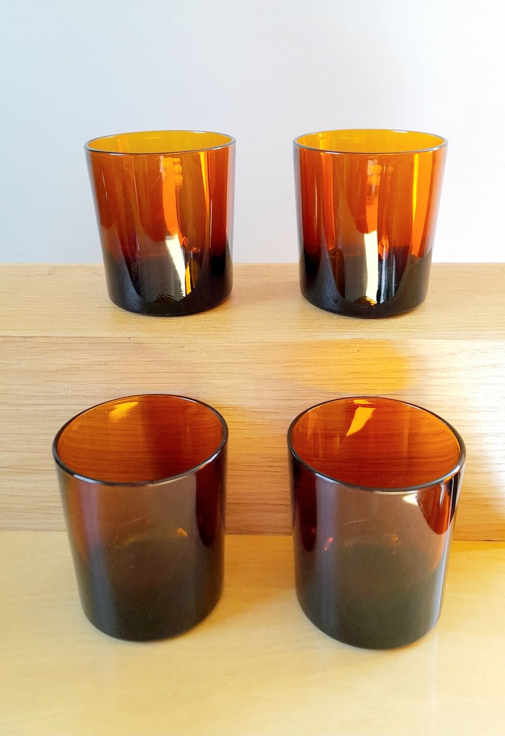 Lot de 4 verres ambrés Lever 70s