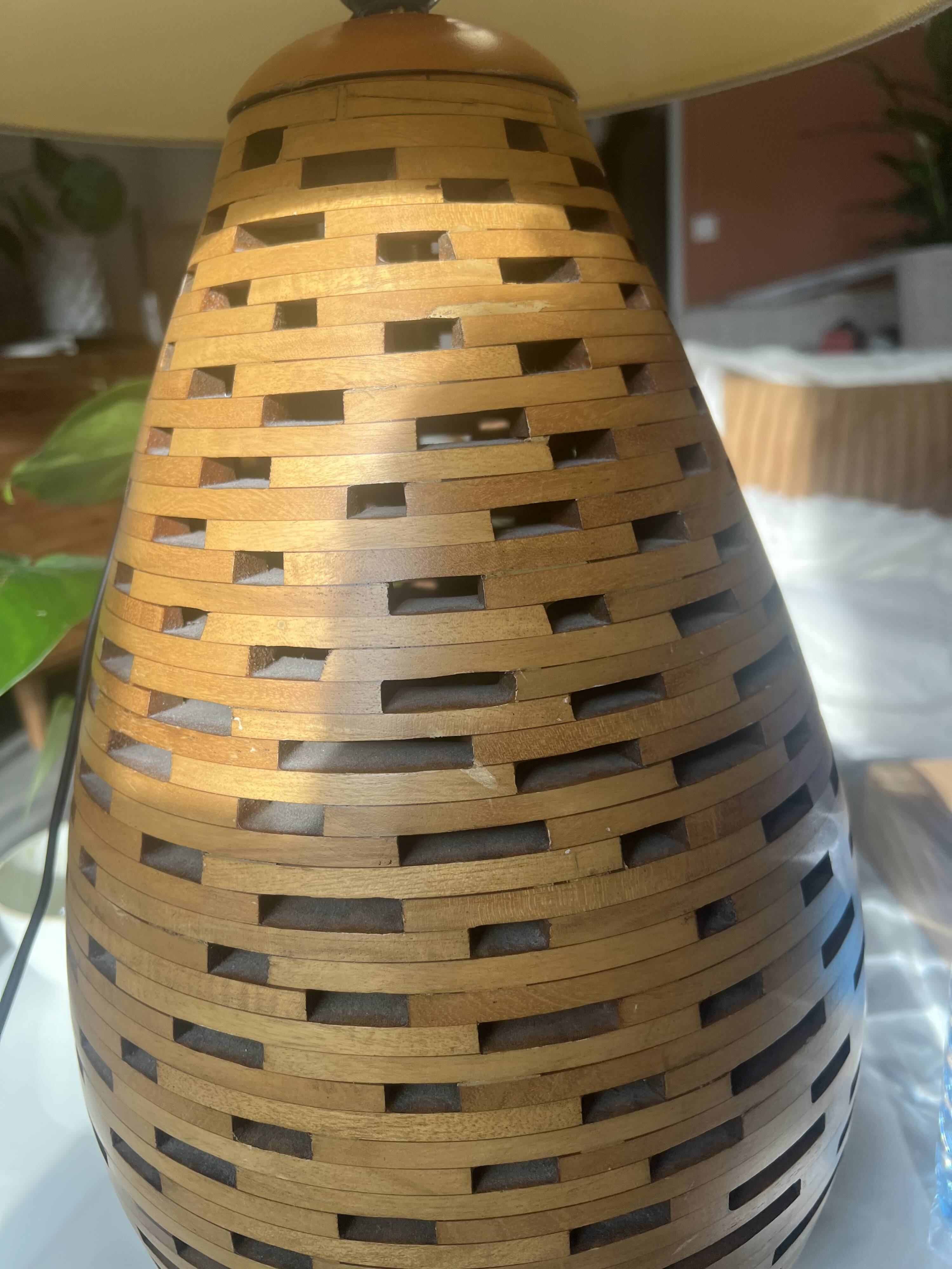 Large wooden honeycomb floor lamp
