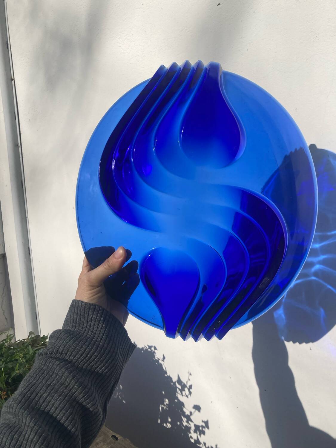 Designer blue glass dish