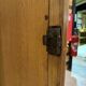 Vintage rattan and oak wardrobe