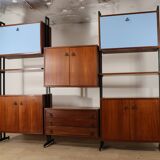 Vintage Italian bookcase in wood and metal, 1960