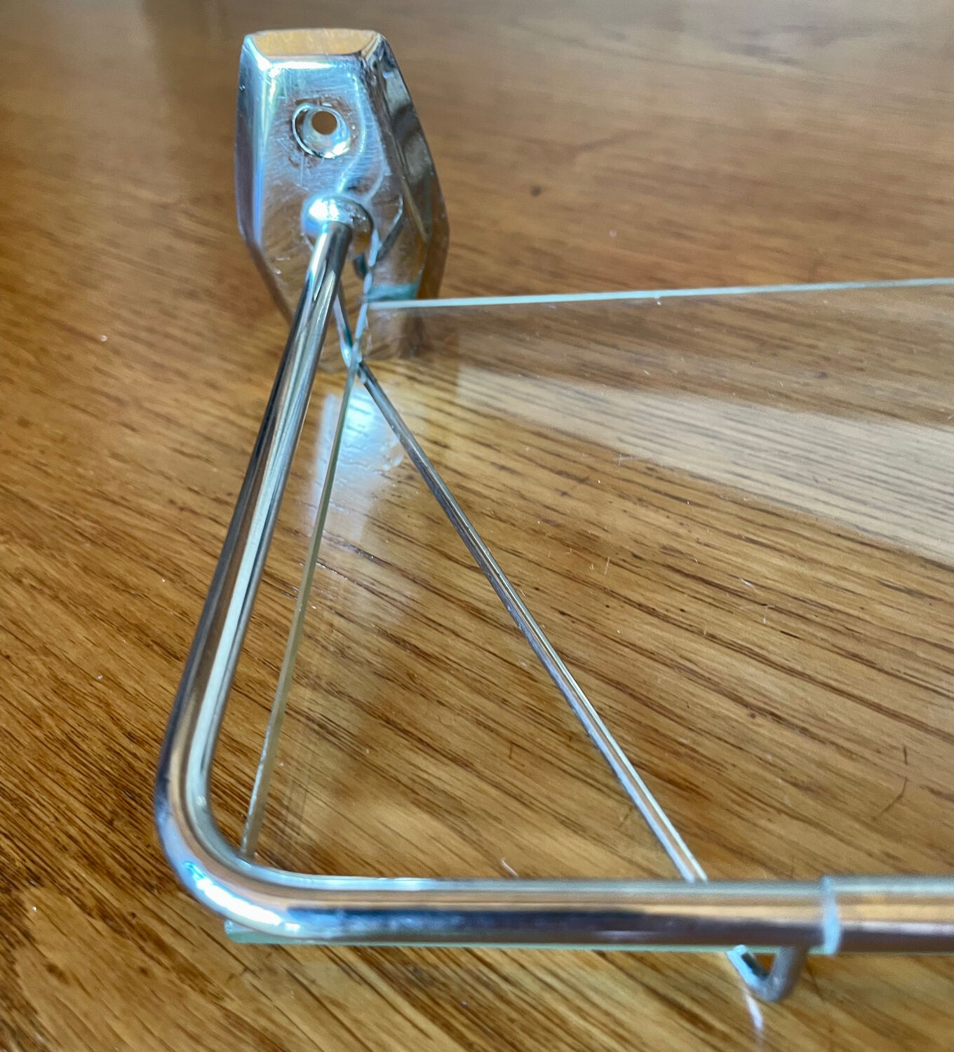 Vintage bathroom shelf, chrome metal and glass
